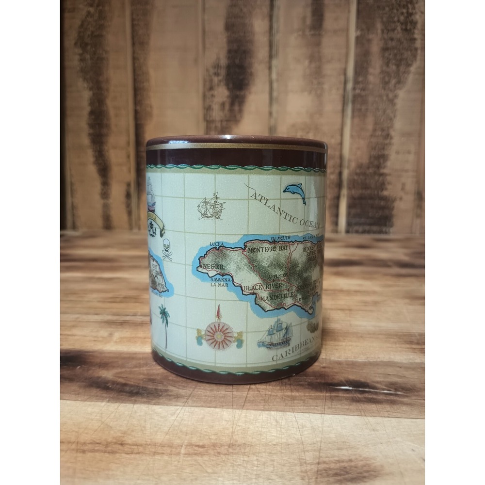 JAMAICA‎ Map Coffee Mug Tea Cup 10oz. Souvenir Brown Ceramic Island Dolphin - Picture 6 of 9